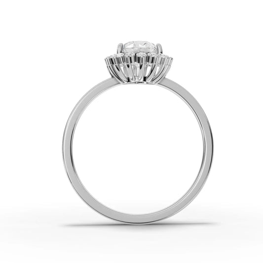 0.91CT Pear Lab Diamond Halo Engagement Ring