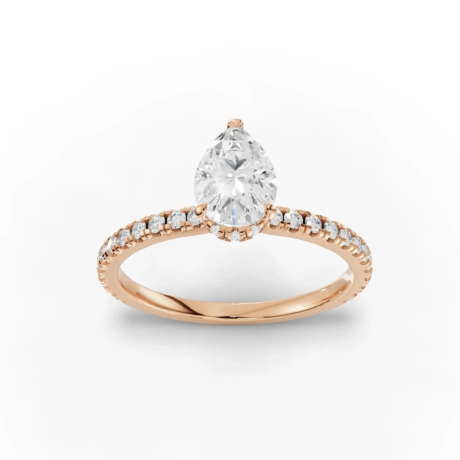 1.03CT Pear Lab Diamond Hidden Halo Accent Engagement Ring