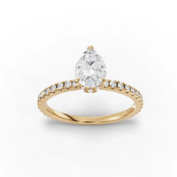 1.03CT Pear Lab Diamond Hidden Halo Accent Engagement Ring