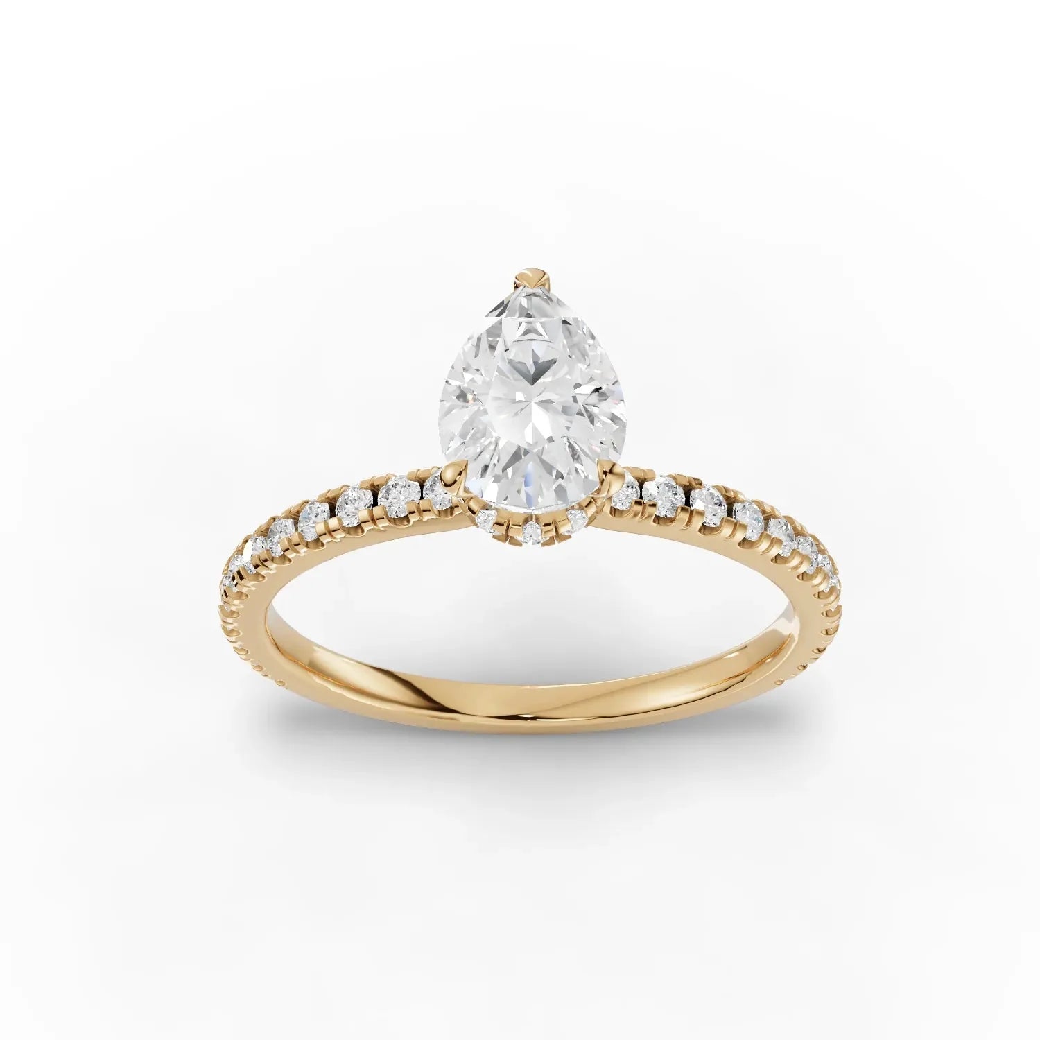 1.03CT Pear Lab Diamond Hidden Halo Accent Engagement Ring