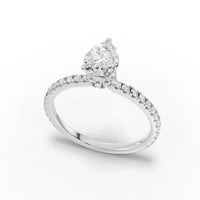 1.03CT Pear Lab Diamond Hidden Halo Accent Engagement Ring