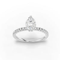1.03CT Pear Lab Diamond Hidden Halo Accent Engagement Ring