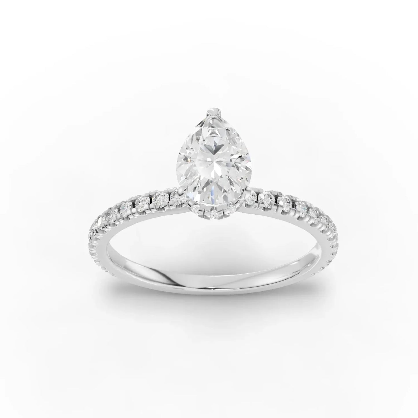 1.03CT Pear Lab Diamond Hidden Halo Accent Engagement Ring