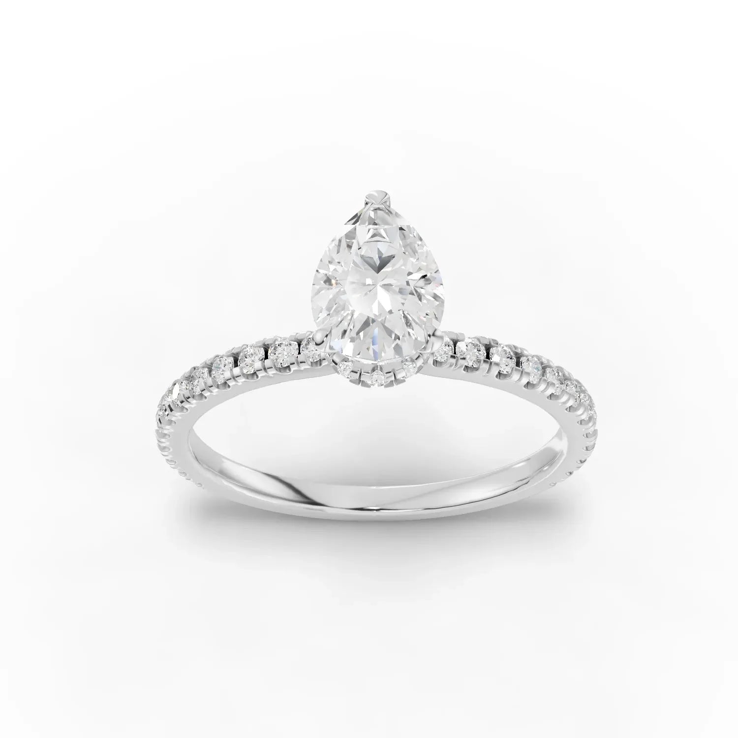 1.03CT Pear Lab Diamond Hidden Halo Accent Engagement Ring