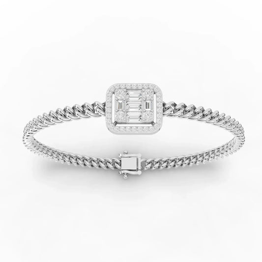 1.08CT Baguette Round Lab Diamond Braided Bracelet