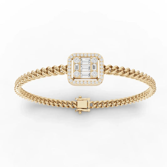 1.08CT Baguette Round Lab Diamond Braided Bracelet