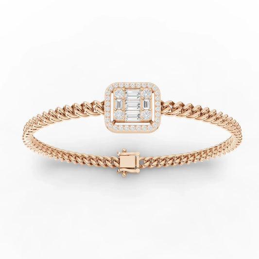 1.08CT Baguette Round Lab Diamond Braided Bracelet