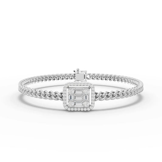 1.08CT Baguette Round Lab Diamond Braided Bracelet