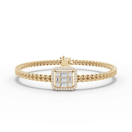 1.08CT Baguette Round Lab Diamond Braided Bracelet