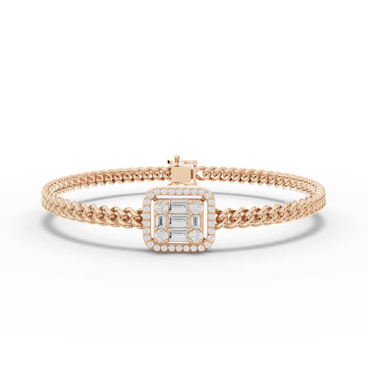 1.08CT Baguette Round Lab Diamond Braided Bracelet