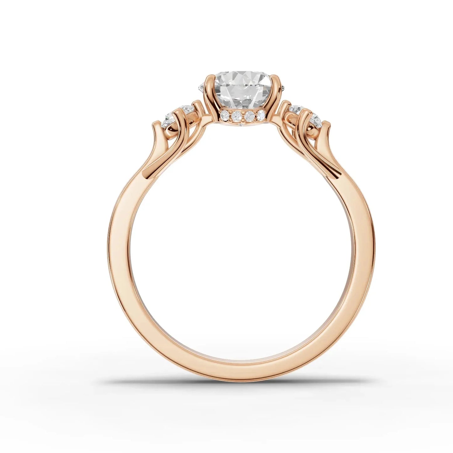 1.23CT Round Lab Diamond Three Stone Engagement Ring
