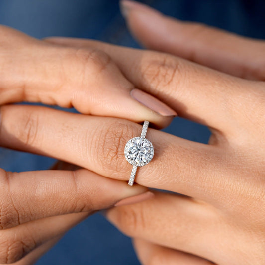1.25CT Round Lab Diamond Premium Halo Acccent Ring
