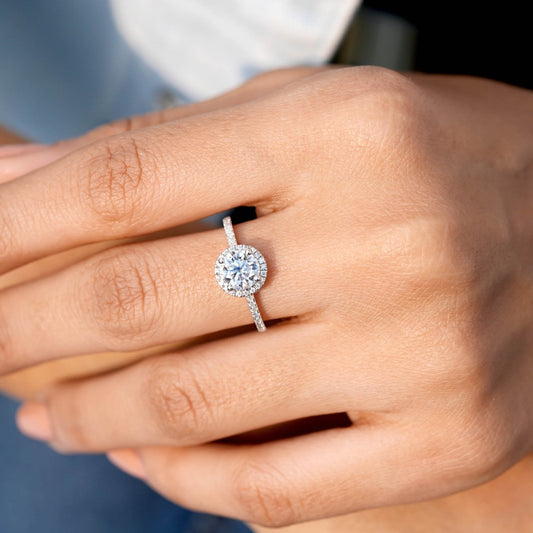 1.25CT Round Lab Diamond Premium Halo Acccent Ring