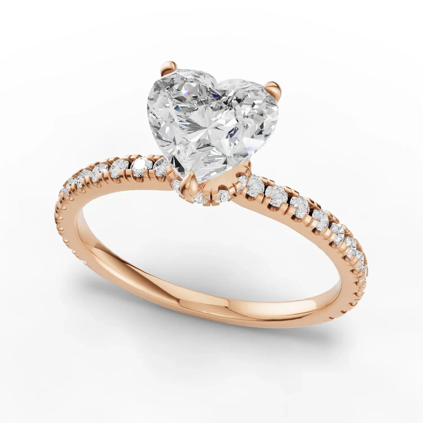 1.29CT Heart Lab Diamond Hidden Halo Accent Engagement Ring