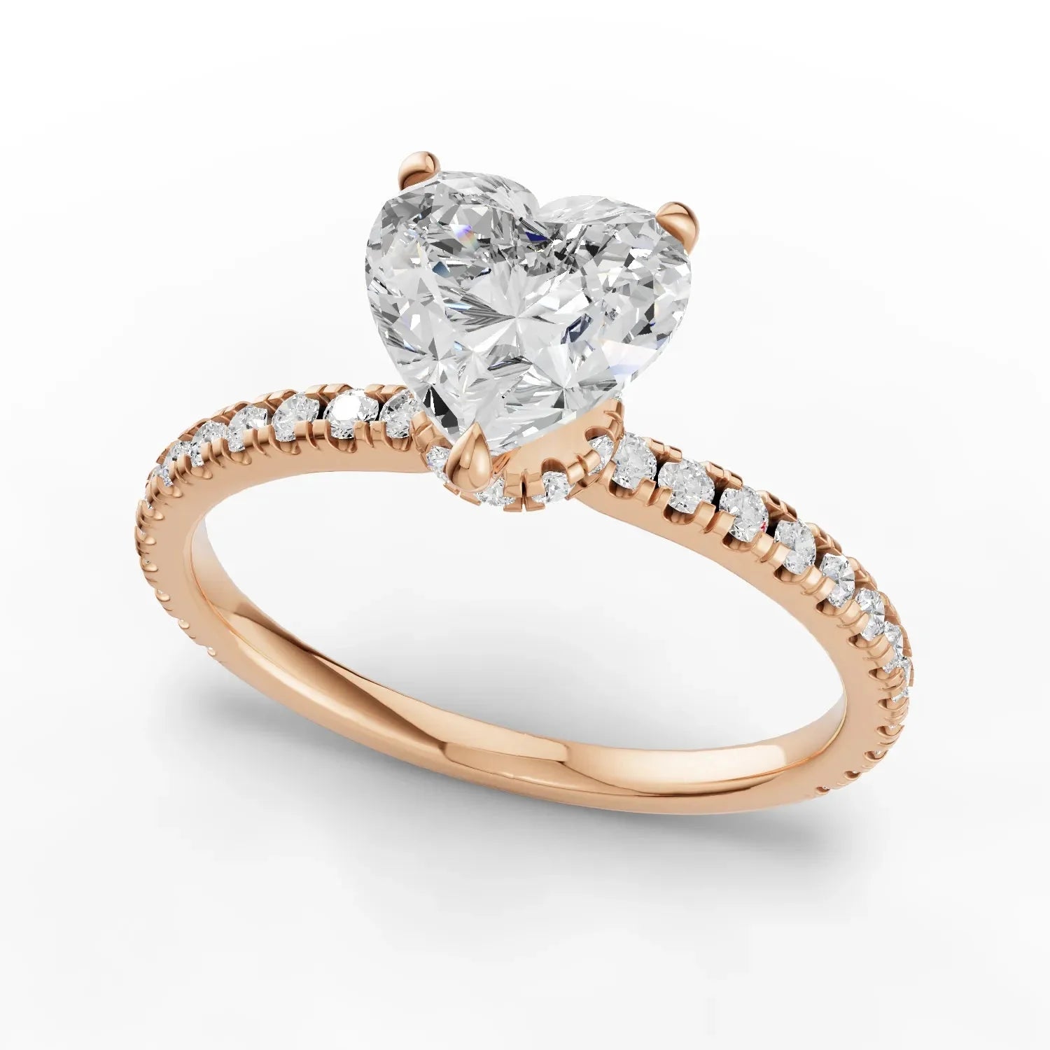 1.29CT Heart Lab Diamond Hidden Halo Accent Engagement Ring