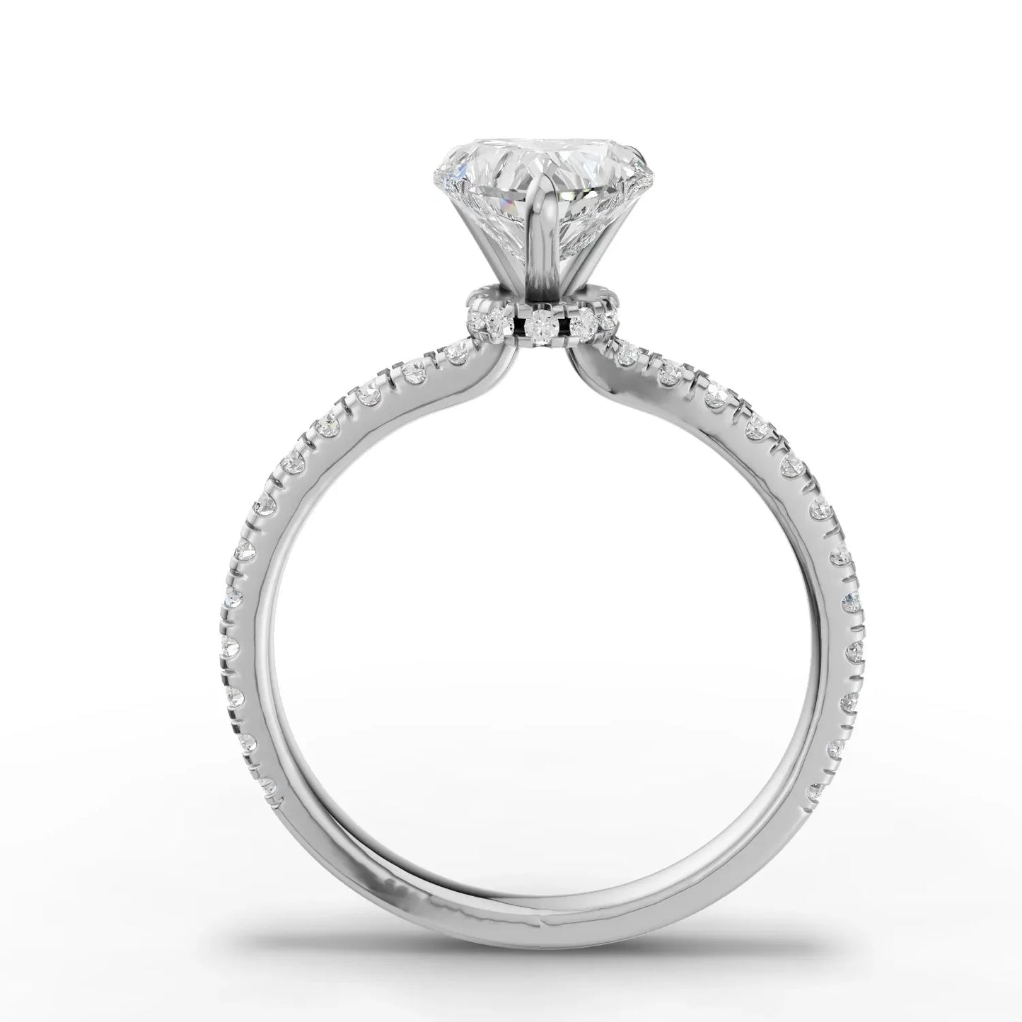 1.29CT Heart Lab Diamond Hidden Halo Accent Engagement Ring