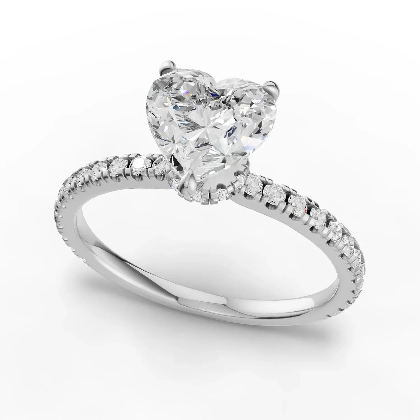 1.29CT Heart Lab Diamond Hidden Halo Accent Engagement Ring