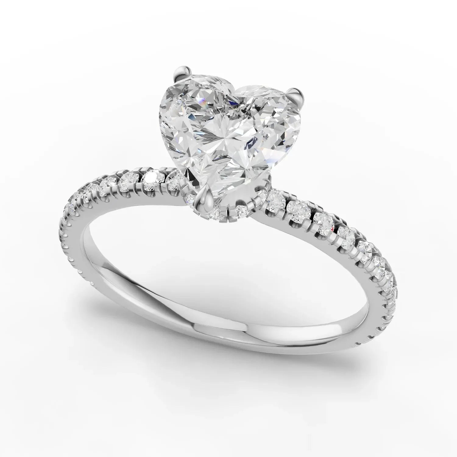 1.29CT Heart Lab Diamond Hidden Halo Accent Engagement Ring