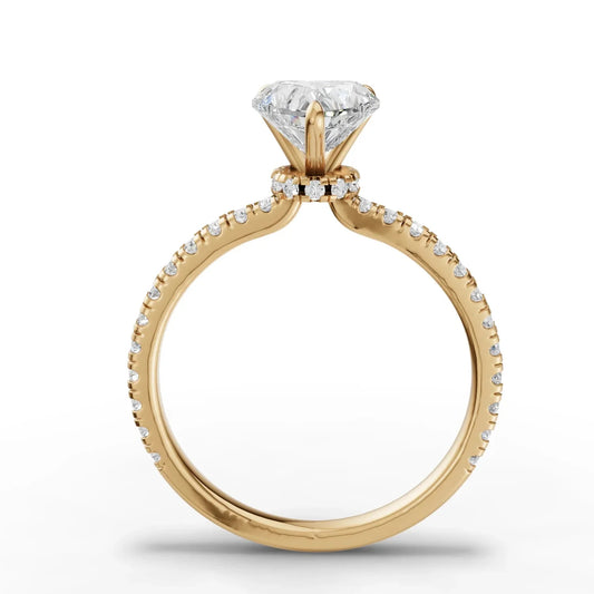 1.29CT Heart Lab Diamond Hidden Halo Accent Engagement Ring