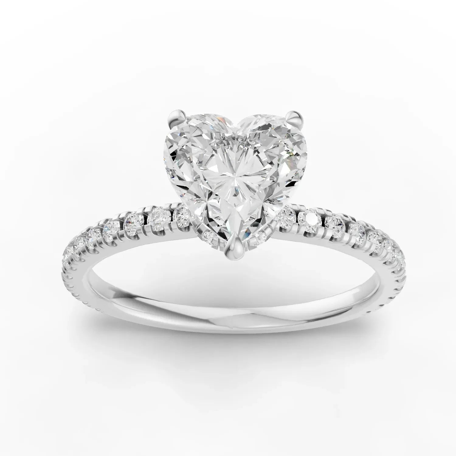 1.29CT Heart Lab Diamond Hidden Halo Accent Engagement Ring