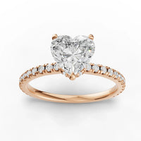 1.29CT Heart Lab Diamond Hidden Halo Accent Engagement Ring