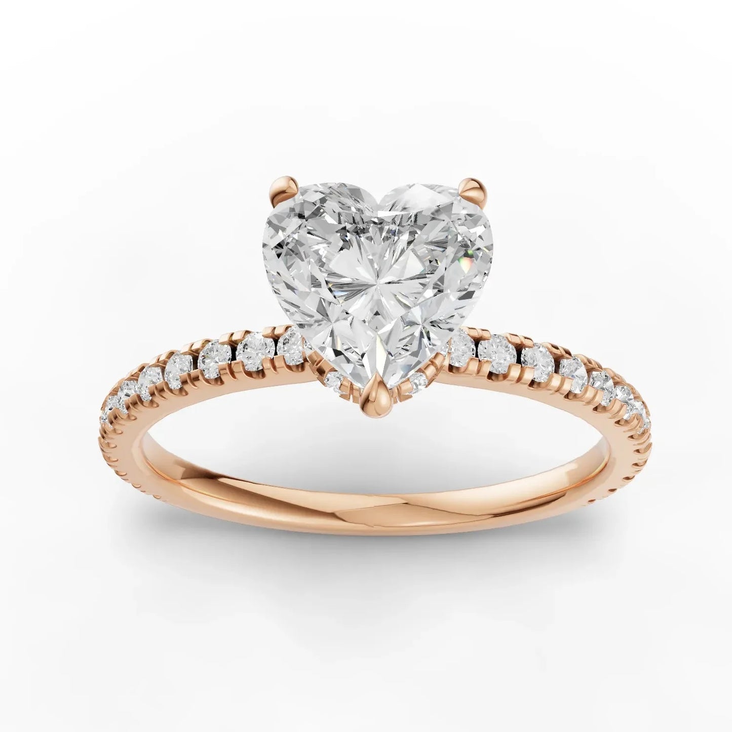 1.29CT Heart Lab Diamond Hidden Halo Accent Engagement Ring