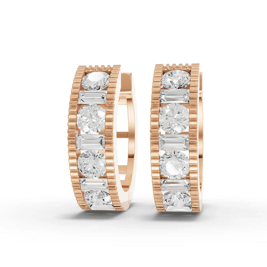 1.3CT Round Lab Diamond Channel Set Hoops Earrings