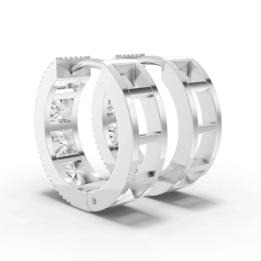 1.3CT Round Lab Diamond Channel Set Hoops Earrings