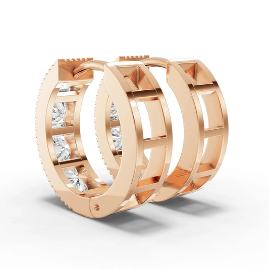 1.3CT Round Lab Diamond Channel Set Hoops Earrings