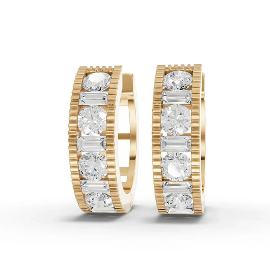 1.3CT Round Lab Diamond Channel Set Hoops Earrings