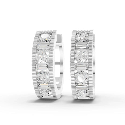 1.3CT Round Lab Diamond Channel Set Hoops Earrings