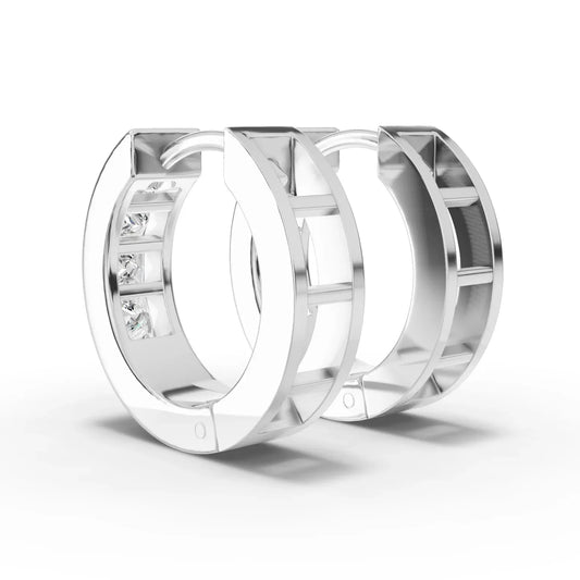 1.44CT Princess Lab Diamond Channel Set Hoops Earrings