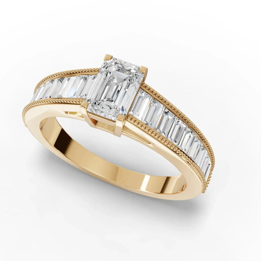 1.46CT Emerald Lab Diamond Half Eternity Accent Wedding Ring