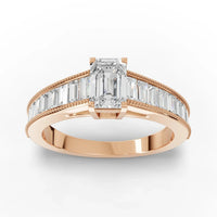1.46CT Emerald Lab Diamond Half Eternity Accent Wedding Ring