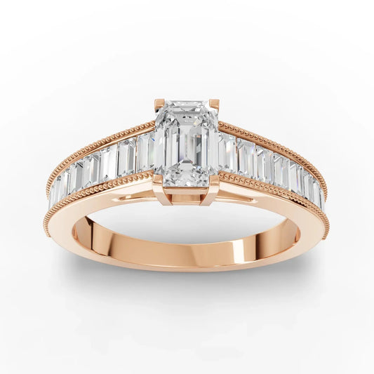 1.46CT Emerald Lab Diamond Half Eternity Accent Wedding Ring