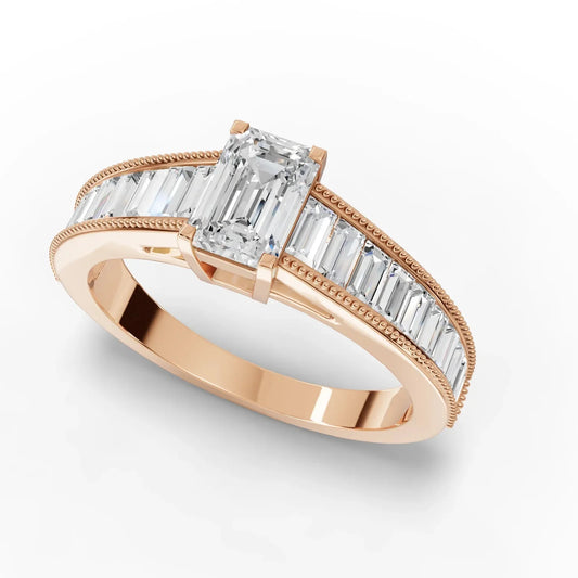 1.46CT Emerald Lab Diamond Half Eternity Accent Wedding Ring