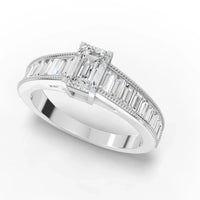 1.46CT Emerald Lab Diamond Half Eternity Accent Wedding Ring