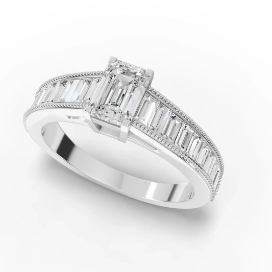 1.46CT Emerald Lab Diamond Half Eternity Accent Wedding Ring