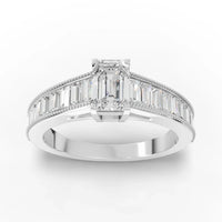 1.46CT Emerald Lab Diamond Half Eternity Accent Wedding Ring
