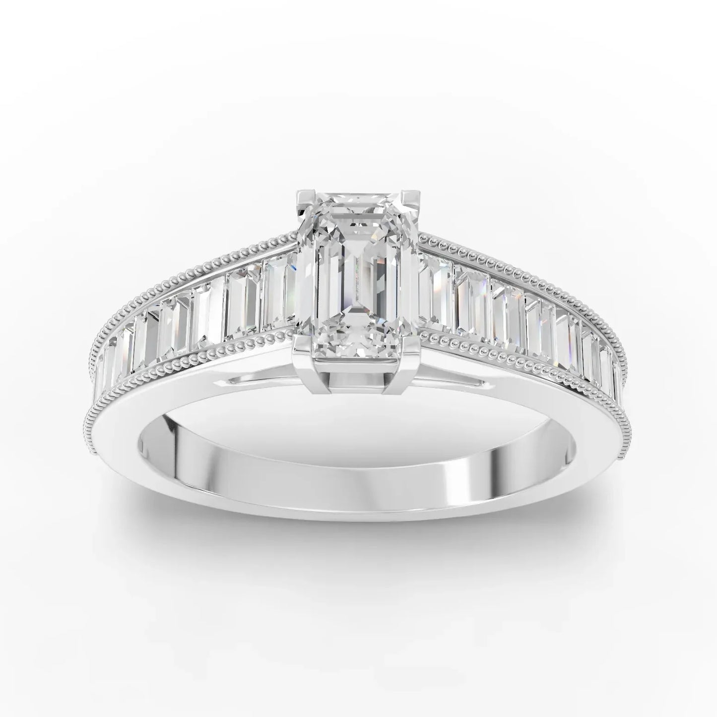1.46CT Emerald Lab Diamond Half Eternity Accent Wedding Ring