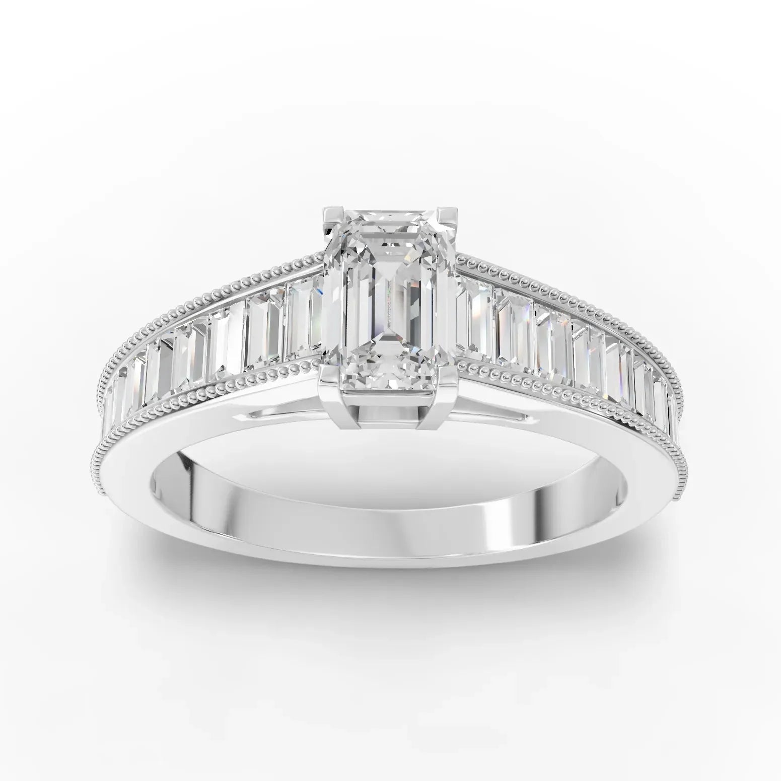 1.46CT Emerald Lab Diamond Half Eternity Accent Wedding Ring