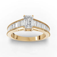 1.46CT Emerald Lab Diamond Half Eternity Accent Wedding Ring
