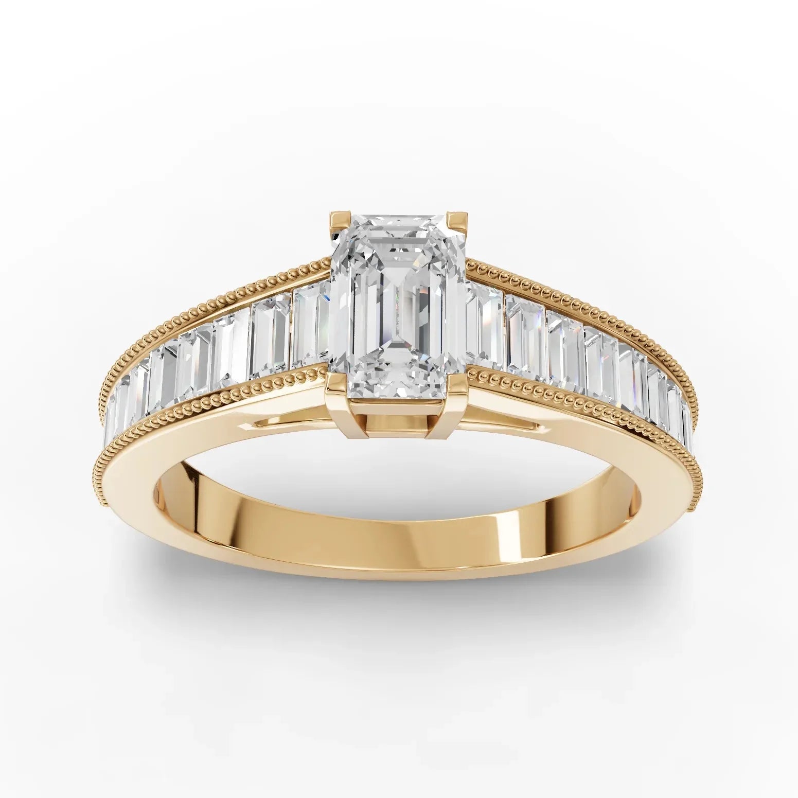 1.46CT Emerald Lab Diamond Half Eternity Accent Wedding Ring