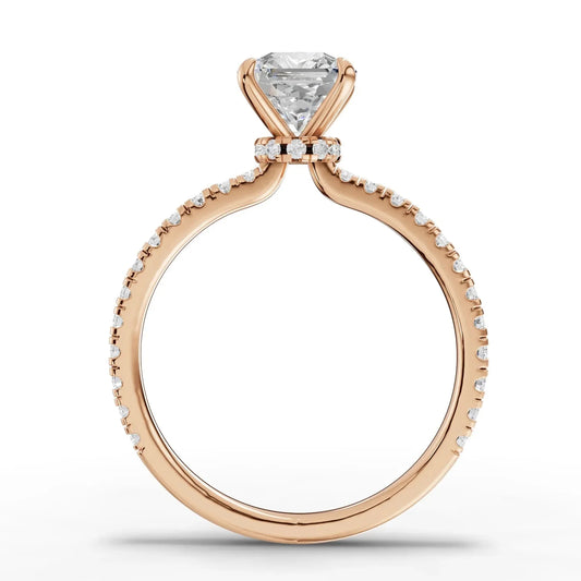 1.53CT Cushion Lab Diamond Hidden Halo Acccent Engagement Ring