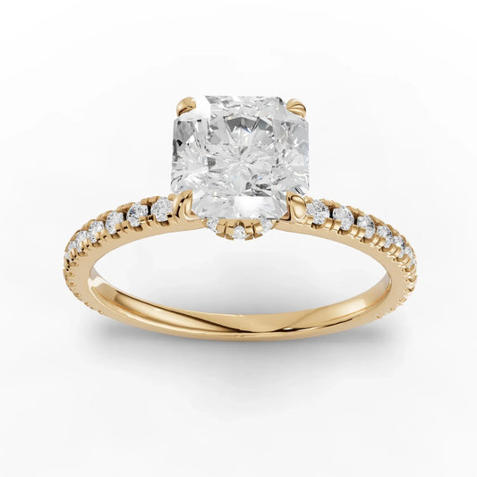 1.53CT Cushion Lab Diamond Hidden Halo Acccent Engagement Ring