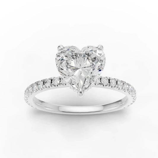 1.54CT Heart Lab Diamond Hidden Halo Accent Engagement Ring