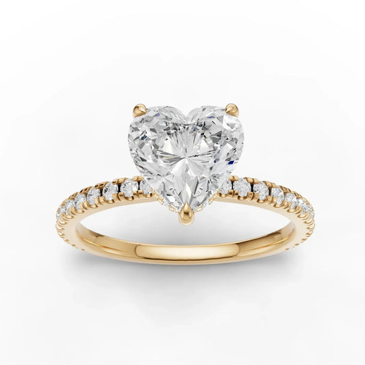 1.54CT Heart Lab Diamond Hidden Halo Accent Engagement Ring
