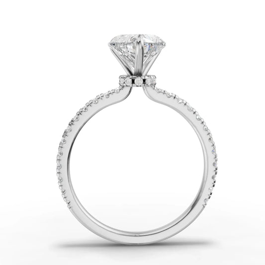 1.54CT Heart Lab Diamond Hidden Halo Accent Engagement Ring