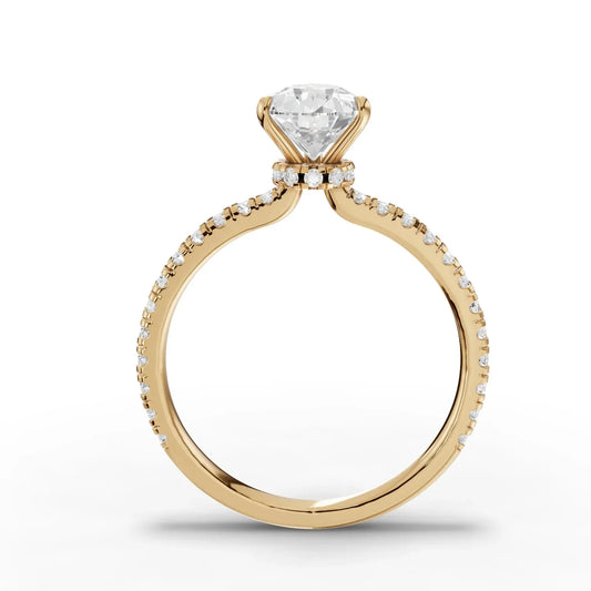 1.54CT Pear Lab Diamond Hidden Halo Accent Engagement Ring