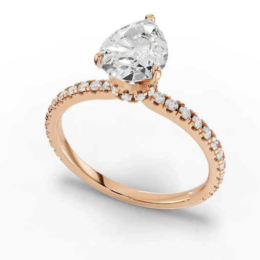 1.54CT Pear Lab Diamond Hidden Halo Accent Engagement Ring